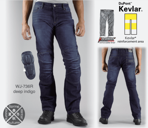 Мотоджинсы Komine WJ-736R Full Year KV Jeans-D / INDIGO с мембраной и кевларом