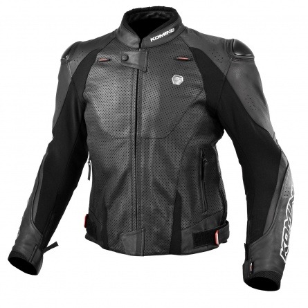 Мотокуртка Komine LJ-536 Protect Leather Jacket из перфорированной натуральной кожи и вставками из кевлара (арамидные волокна)